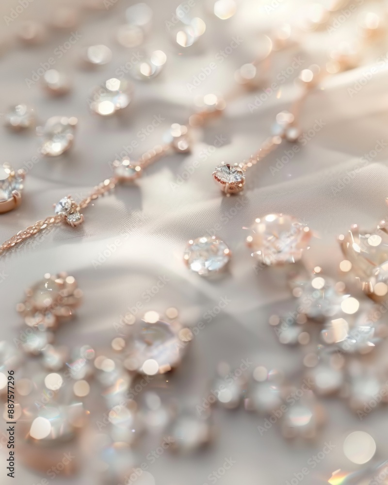 Poster Elegant Web Page Design with Crystal-Clear Buttons and Luxurious Visuals Featuring Jewelry on Soft Fabric