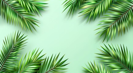 palm leaves on a white background
