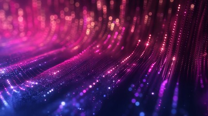 Fototapeta premium Geometric sound waves and bright neon colors against a dark background.