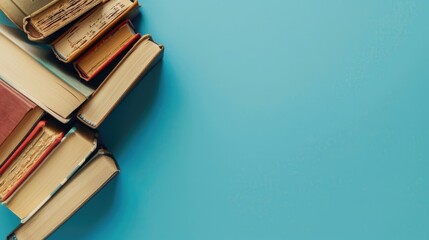 Books on blue background with room for text