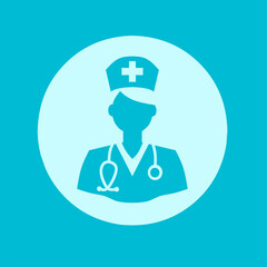 Illustration of nurse icon on blue background 