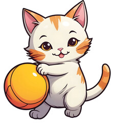 Obraz premium cat playing ball kawaii