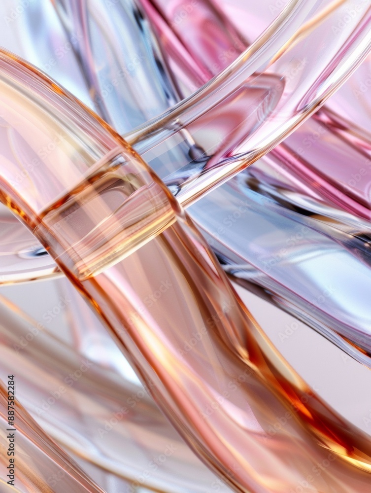 Poster abstract close-up of intersecting pink and blue glass lines creating a calm, mesmerizing pattern