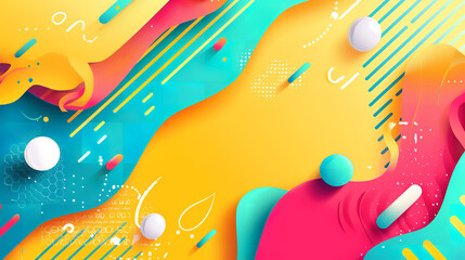 A vibrant summer sale banner bursts with bold colors and abstract shapes, capturing attention with its dynamic design