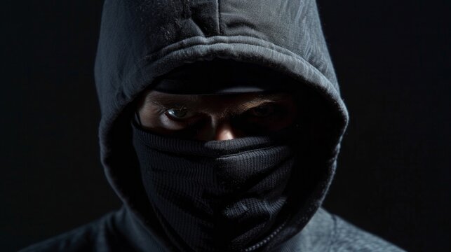 A man wearing a hoodie and a scarf is looking at the camera