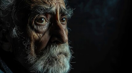 Upset Man on black background.