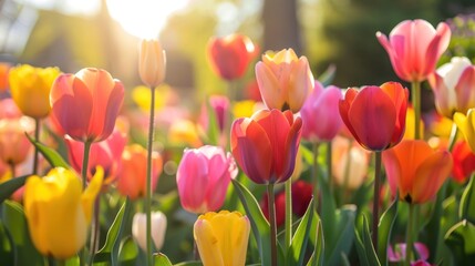 Colorful Tulips in the Golden Hour
