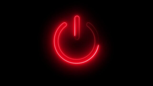 Neon power reset button sign animation.