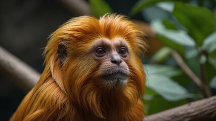 Closeup of Golden Lion Tamarin at the National Zoo.