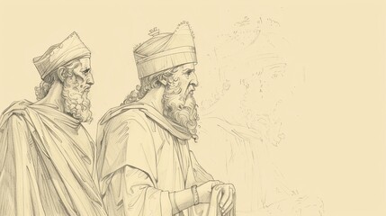 Fototapeta premium 2 Chronicles 21: Jehoram's Reign, Idolatry, Rebellion, Elijah's Prophecy, Painful Death - Biblical Illustration with Beige Background and Copyspace for Religious Content