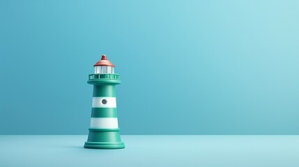a green and white striped lighthouse