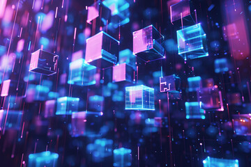 a group of cubes floating in the air