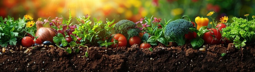 Cute cartoon style, extreme close-up, non-toxic garden water, colorful background, green plants and water
