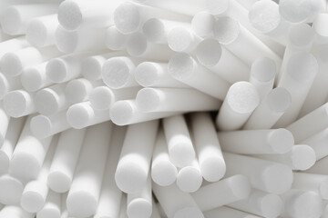 Close up of white synthetic cigarette filters