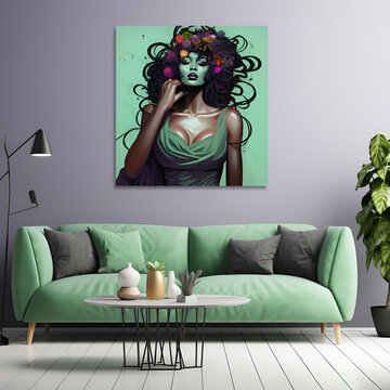 Moern living room with sofa
