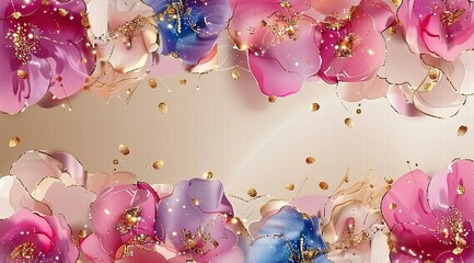 abstract watercolor background with butterflies