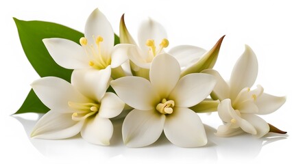 Fototapeta premium Vanilla flower on white background, AI Generted