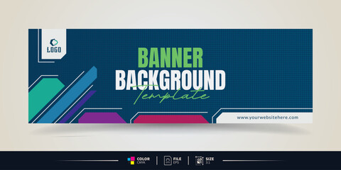 company banner design template with blue color and dynamic shapes
