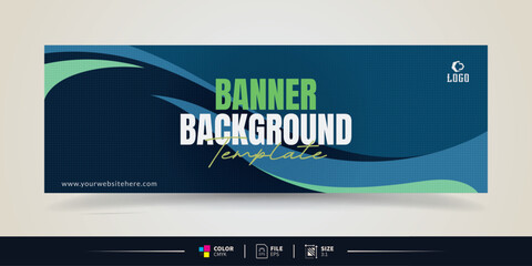 company banner design template with blue color and dynamic shapes