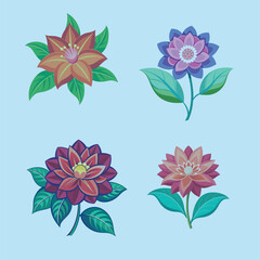 rose flower carton style vector design