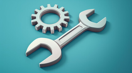 Repair Icon A wrench and gears, or a spanner and cogwheel. Vector illustration.