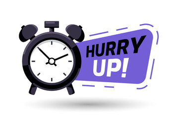 Rounded Label With Stop Watch Icon And Text Hurry Up