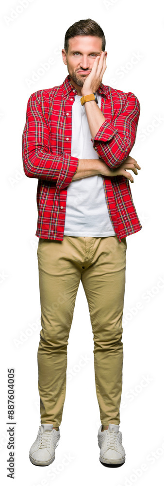 Canvas Prints Handsome man wearing casual shirt thinking looking tired and bored with depression problems with crossed arms.