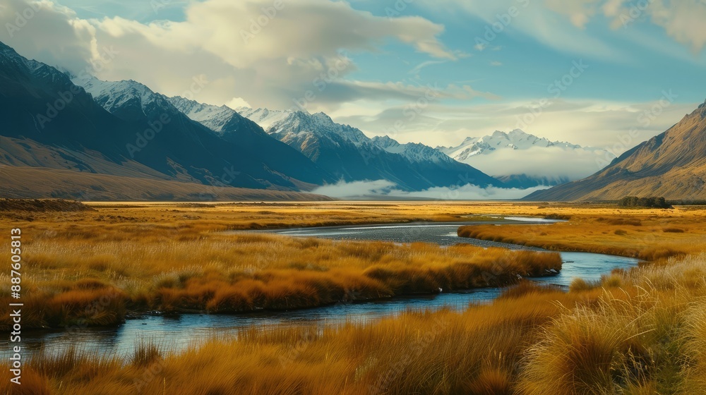 Poster lake and mountains