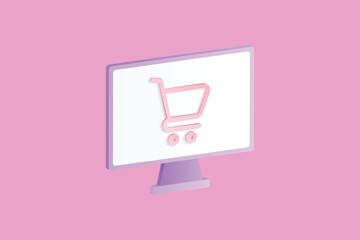 Realistic online shop 3d icon design illustrations