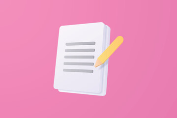 Realistic essay 3d icon design illustrations