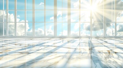 blue sky with clouds and sun