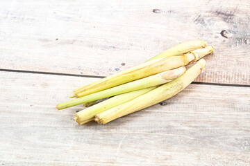 Green organic lemongrass stem heap