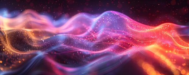 Abstract 3D Sound Waves in Vibrant Neon Colors Creating Dynamic Visual Art