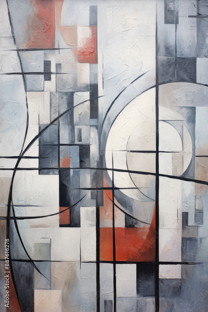 Poster abstract multicolored figures in an abstract cubist or cubism style painting