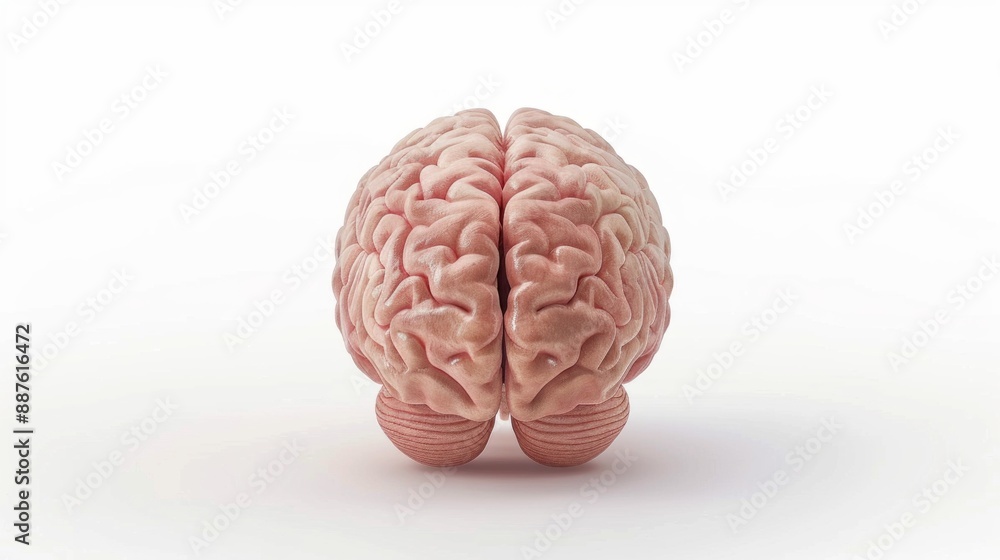 Poster a close up of a pink brain with a white background