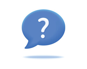 3d speech bubble with question mark realistic icon