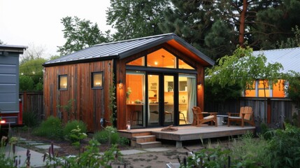 ADU or accessory dwelling unit also known as a tiny house. Concept Tiny House, Small Living, Compact Living, Sustainable Housing, Modern Minimalism