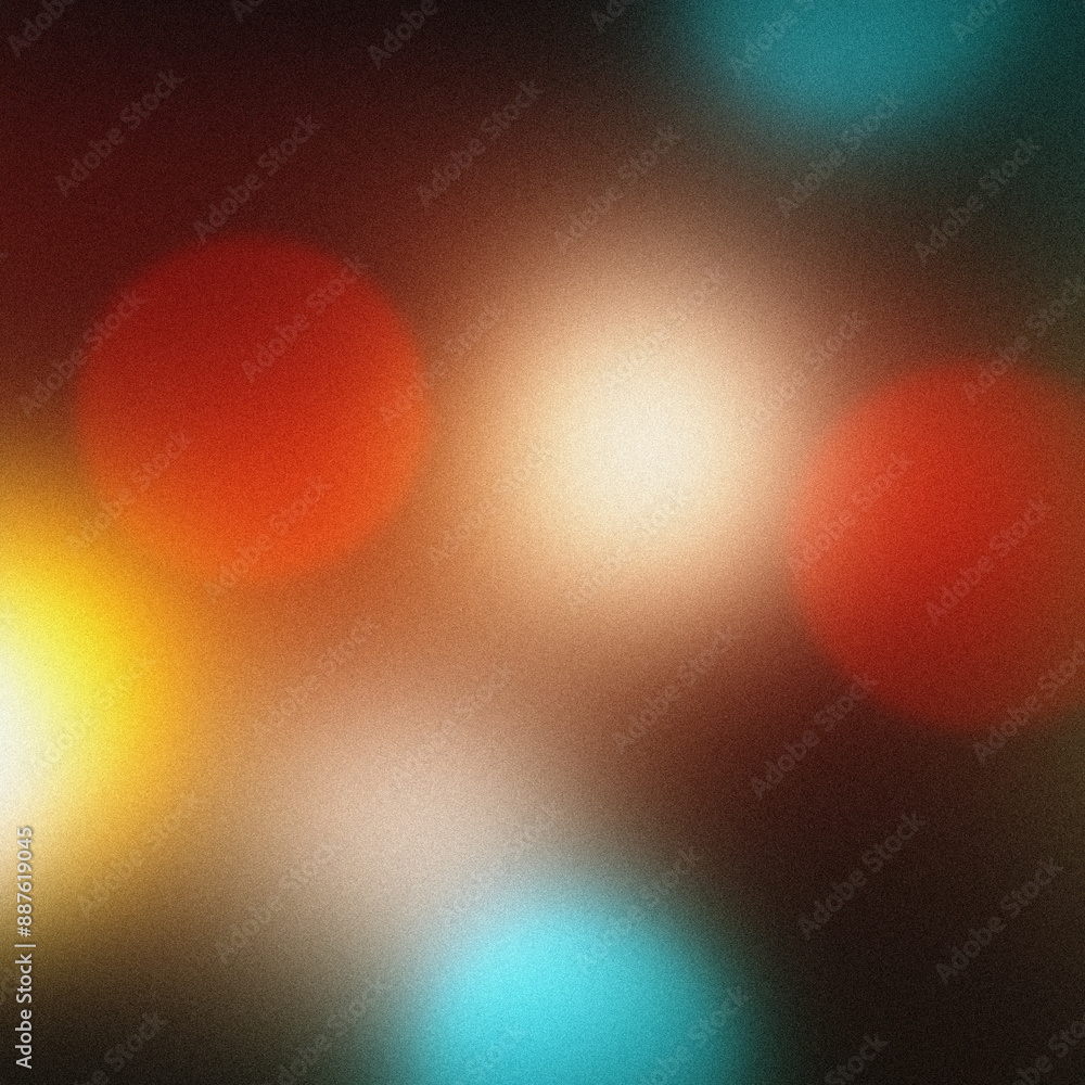 Poster grainy background with colorful bokeh lights creating a festive mood