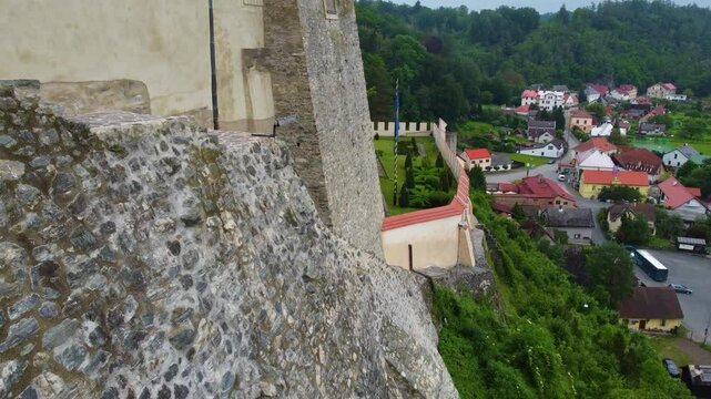 view along Cesky Sternberk Castle walls in Czech Republic
