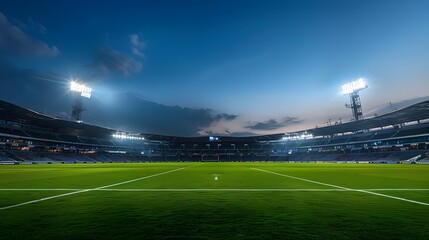 Stadium football stadium at night with lights and sky. sport complex, modern architecture. 