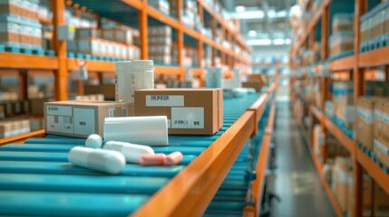Efficient healthcare supply chain management ensures timely delivery of medical supplies and medications. Concept Healthcare Supply Chain Management, Timely Delivery, Medical Supplies, Medications