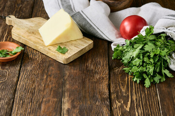 Rustic Background with Fresh Produce and Textiles