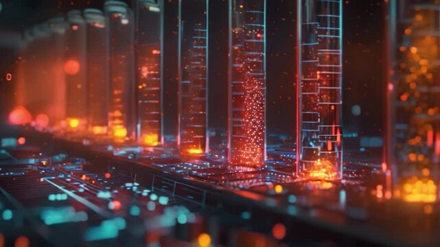 A close-up illustration of lab-on-a-chip technology, showcasing the evolution of microfluidic devices and microsystems.
