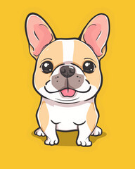 Obraz premium Cute Kawaii French Bulldog vector illustration