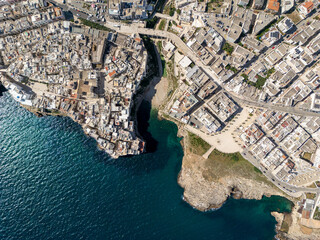 Aerial View of Polignano a Mare, Italy - Scenic Coastal Town