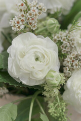 Ranunculus and Wax Flower Spring Garden Floral Arrangement