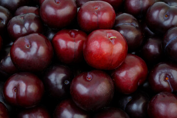 Ripe cherry plums close up