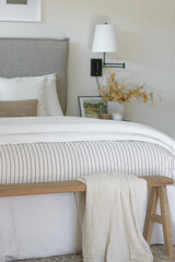 Fall Master Bedroom with Linen Bedding