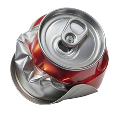 Crumpled Aluminum Soda Can Top View Macro Shot