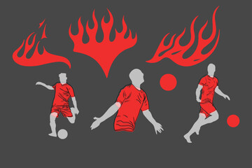 People Outlines, Football, Ball, Game, Victory, Team Play, Sportswear, Vector Graphics, Style, Flame